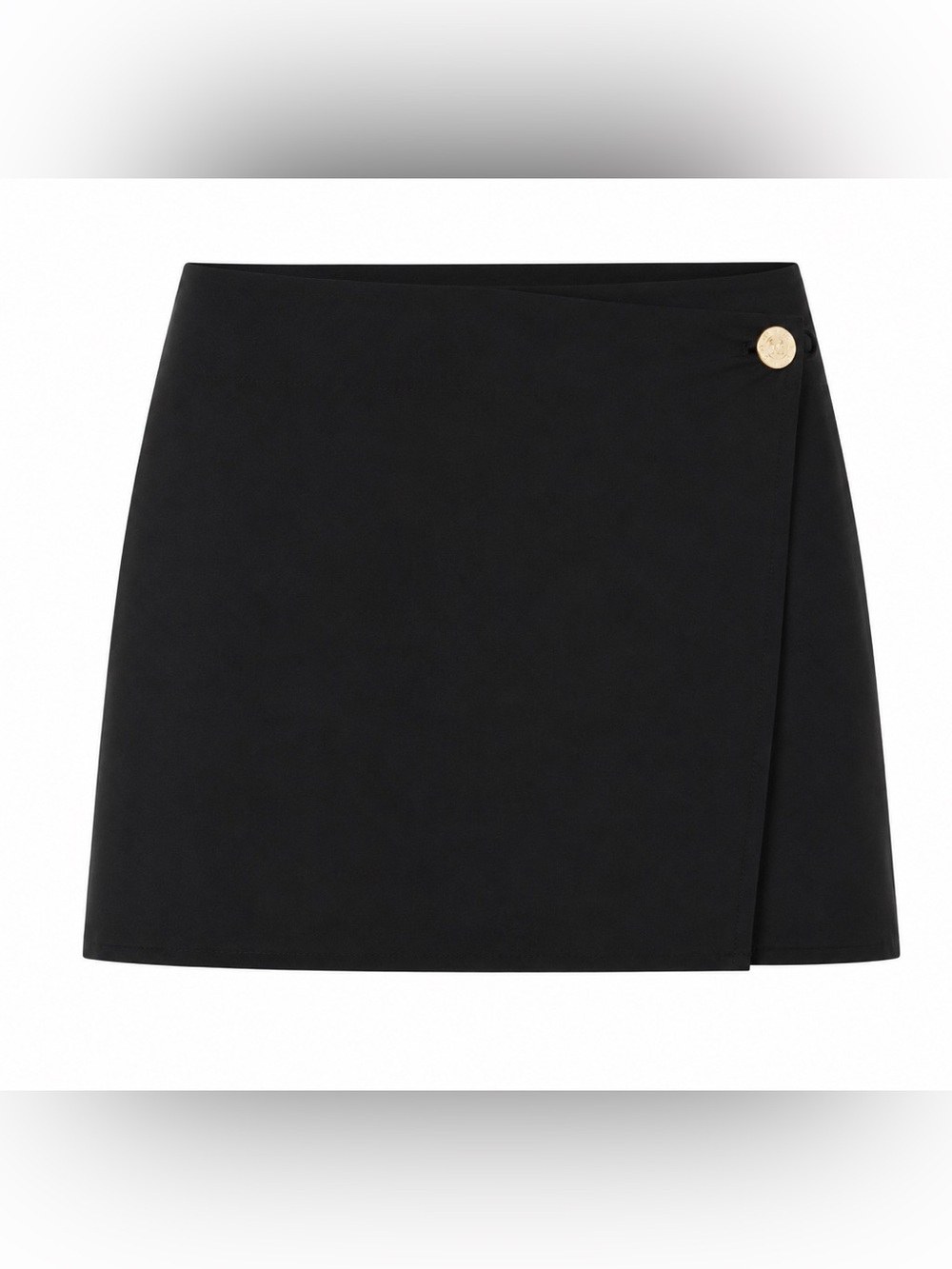 H&M Black Asymmetrical Wrap Skort with Gold Button Size 16 NWT